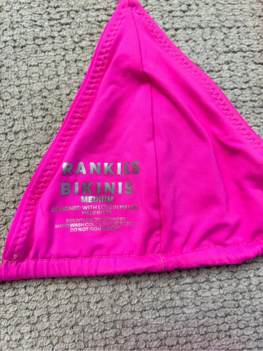 Frankie’s Bikini Triangle Bikini Set in Bright Fuchsia - Like New Condition